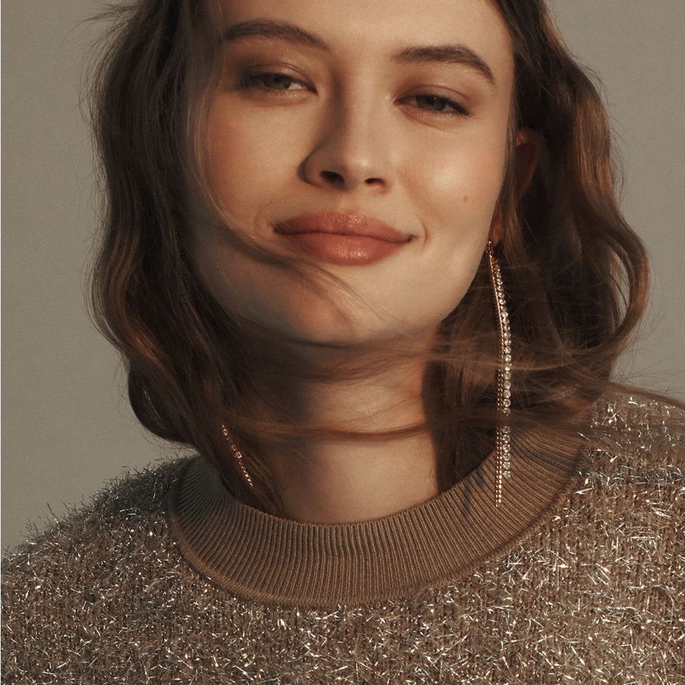 Anthropologie Maeve The Violetta Short Sleeve Tinsel Sweater Size Small - Picture 11 of 12